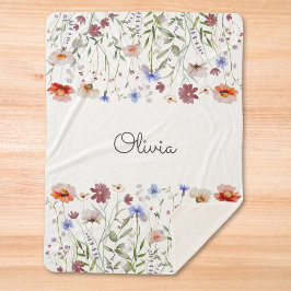 Monogram Aquarellfarbene Wildblume Meadow Sherpadecke