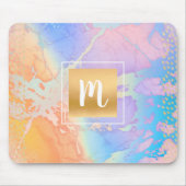 Monogram Aquarellgold türkis-orange lila Mousepad (Vorne)
