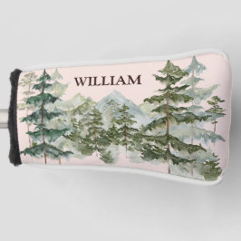 Monogram Aquarellkiefernwald & Mountain Rustikal Golf Headcover