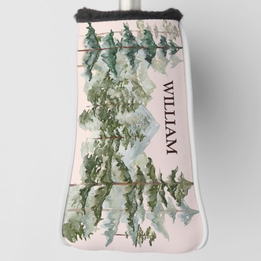 Monogram Aquarellkiefernwald & Mountain Rustikal Golf Headcover (Rotieren 90)