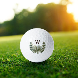 Monogram Aquarellkiefernwald & Mountain Rustikal Golfball