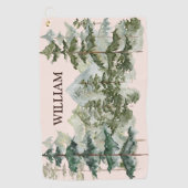 Monogram Aquarellkiefernwald & Mountain Rustikal Golfhandtuch (Vorderseite)