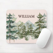 Monogram Aquarellkiefernwald & Mountain Rustikal Mousepad (Mit Mouse)