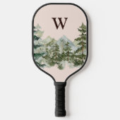 Monogram Aquarellkiefernwald & Mountain Rustikal Pickleball Schläger (Vorderseite)