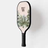 Monogram Aquarellkiefernwald & Mountain Rustikal Pickleball Schläger (Links)