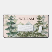 Monogram Aquarellkiefernwald & Mountain Rustikal Schreibtischunterlage (Tastatur & Maus)