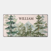 Monogram Aquarellkiefernwald & Mountain Rustikal Schreibtischunterlage (Vorderseite)