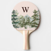 Monogram Aquarellkiefernwald & Mountain Rustikal Tischtennis Schläger (Vorderseite)
