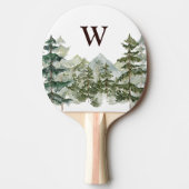 Monogram Aquarellkiefernwald & Mountain Rustikal Tischtennis Schläger (Vorderseite)