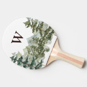 Monogram Aquarellkiefernwald & Mountain Rustikal Tischtennis Schläger (Seitenansicht)