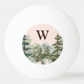 Monogram Aquarellkiefernwald & Mountain Rustikal Tischtennisball (Vorderseite)