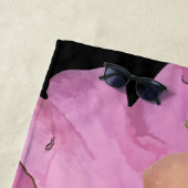 Monogram Aquarellpastellkammer Kamelien auf Schwar Strandtuch (Beispiel)