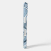 Monogram Aquarellpastellstreifen blaue Marine aqua Case-Mate iPhone Hülle (Rückseite / Rechts)