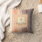 Monogram Aquarellstreifen, orange-braun Kissen (Decke)
