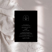 Monogram Arch Modern Simple Black Wedding Einladung