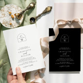 Monogram Arch Modern Simple Black Wedding Einladung