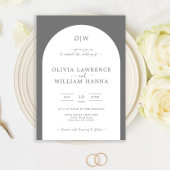 Monogram Arch Silver Gray Wedding Einladung