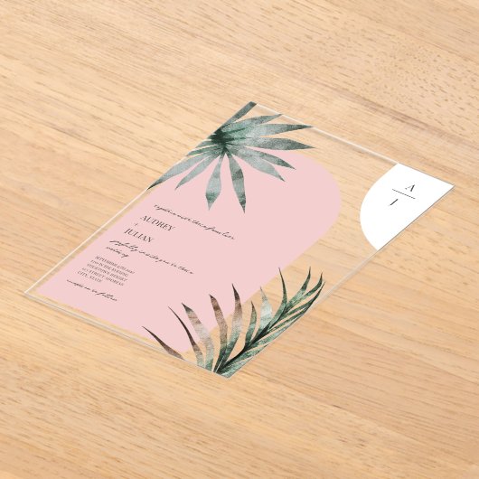 Monogram Arches Light Pink Wedding Acryleinladungen (Ablage )