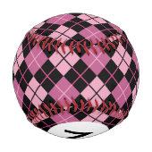 Monogram Argyle-Muster in Schwarz und Pink Baseball (Rückseite)