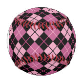 Monogram Argyle-Muster in Schwarz und Pink Baseball (Vorderseite)