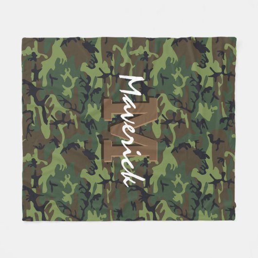 Monogram Army Camouflage Kids Fleecedecke (Vorderseite (Horizontal))