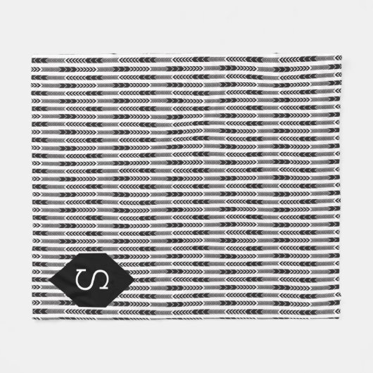 Monogram Arrow Herringbone Fleecedecke (Vorderseite (Horizontal))