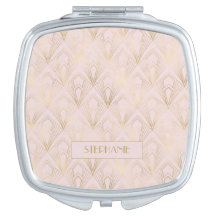 Monogram Art Deco Geometric Muster Pink | Gold