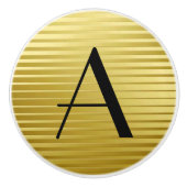 Monogram Art Deco Gold Satin Streifen Keramikknauf (Vorderseite)