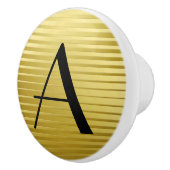 Monogram Art Deco Gold Satin Streifen Keramikknauf (Rechts)