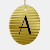 Monogram Art Deco Gold Satin Streifen Keramikornament (Rechts)