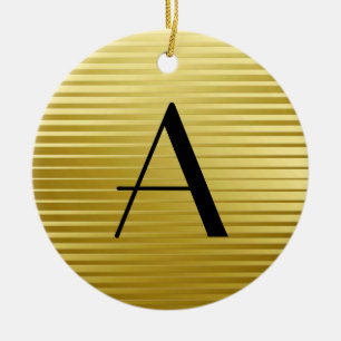 Monogram Art Deco Gold Satin Streifen Keramikornament