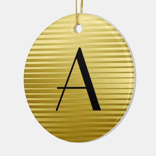 Monogram Art Deco Gold Satin Streifen Keramikornament (Links)