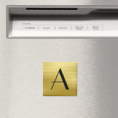 Monogram Art Deco Gold Satin Streifen Magnet (In Situ (Geschirrspüler))