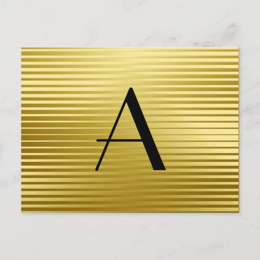 Monogram Art Deco Gold Satin Streifen Postkarte (Vorderseite)