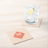 Monogram Art Deco Orange Geometrisches griechische Rechteckiger Pappuntersetzer (Vor Ort)