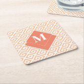 Monogram Art Deco Orange Geometrisches griechische Rechteckiger Pappuntersetzer (angewinkelt)