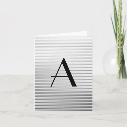 Monogram Art Deco Silver Satin Streifen (Vorderseite)