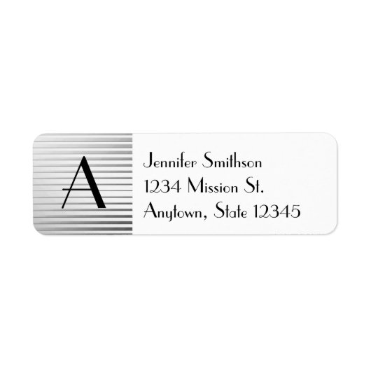 Monogram Art Deco Silver Satin Streifen (Vorne)