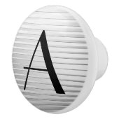 Monogram Art Deco Silver Satin Streifen Keramikknauf (Rechts)
