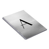 Monogram Art Deco Silver Satin Streifen Notizblock (Rechte Seite)