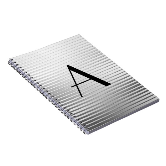 Monogram Art Deco Silver Satin Streifen Notizblock (Rechte Seite)