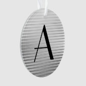 Monogram Art Deco Silver Satin Streifen Ornament (Vorderseite)