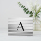 Monogram Art Deco Silver Satin Streifen Postkarte (Stehend Vorderseite)