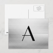 Monogram Art Deco Silver Satin Streifen Postkarte (Vorne/Hinten)