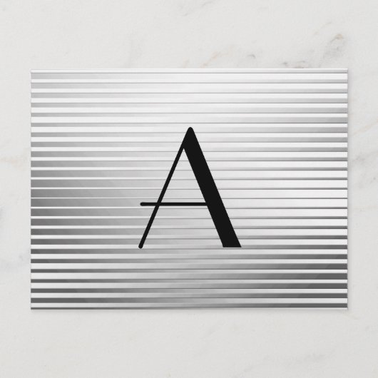 Monogram Art Deco Silver Satin Streifen Postkarte (Vorderseite)