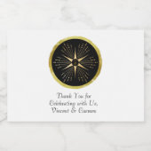 Monogram Art Deco Star Black and Gold Alkoholflaschenetikett (Einzelnes Label)