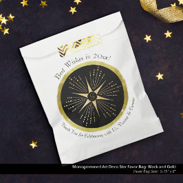 Monogram Art Deco Star Black and Gold Geschenktütchen