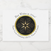 Monogram Art Deco Star Black and Gold Schaumweinetikett (Einzelnes Label)