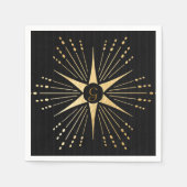 Monogram Art Deco Star Black and Gold Serviette (Vorderseite)