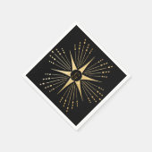 Monogram Art Deco Star Black and Gold Serviette (Ecke)